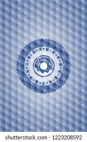 donut icon inside blue hexagon badge.
