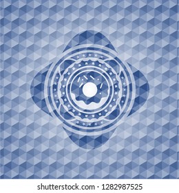 donut icon inside blue polygonal badge.