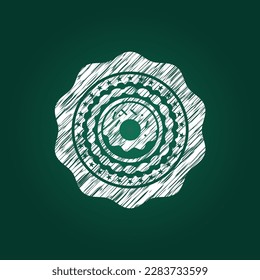 icono de donut dentro del emblema de pizarra en pizarra negra. 