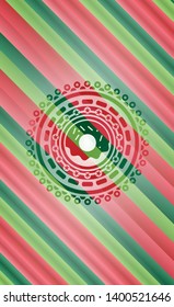 donut icon inside christmas colors style badge.