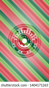 donut icon inside christmas style emblem.