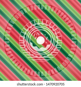 donut icon inside christmas style emblem.