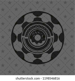donut icon inside dark emblem. Retro