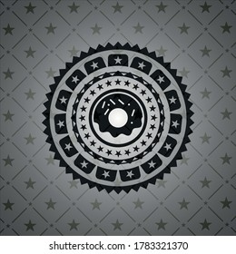 donut icon inside dark emblem. 