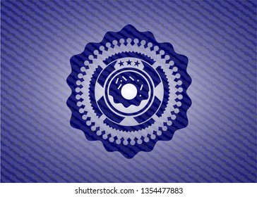 donut icon inside emblem with jean high quality background