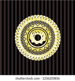 donut icon inside gold badge or emblem