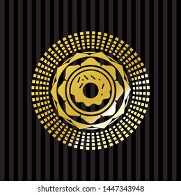 donut icon inside gold badge or emblem