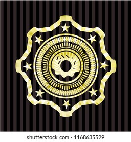 donut icon inside gold shiny badge