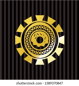 donut icon inside gold shiny emblem