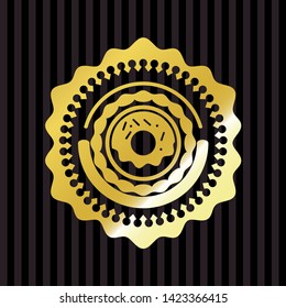 donut icon inside gold shiny emblem