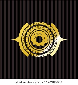 donut icon inside golden emblem or badge
