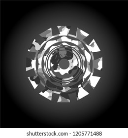 donut icon inside grey camo emblem