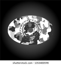 donut icon inside grey camouflage texture