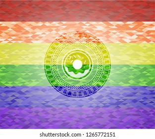 donut icon inside lgbt colors emblem 