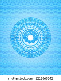 donut icon inside light blue water badge.