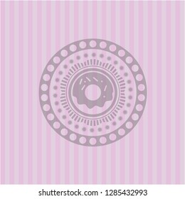 donut icon inside pink emblem. Retro