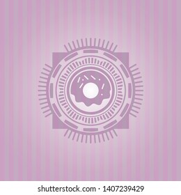 donut icon inside pink emblem