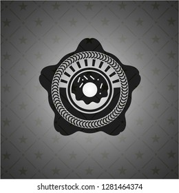 donut icon inside realistic dark emblem