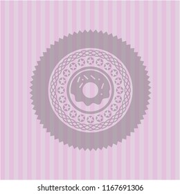 donut icon inside realistic pink emblem