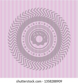 donut icon inside realistic pink emblem