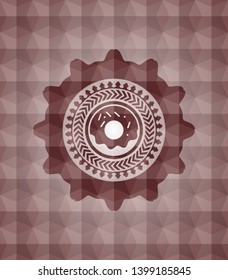 donut icon inside red badge with geometric pattern background. Seamless.