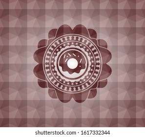 donut icon inside red badge with geometric pattern background. Seamless.