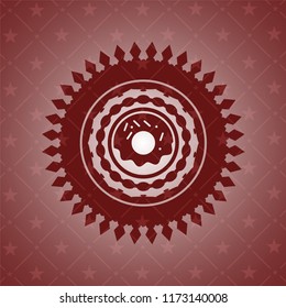 donut icon inside red emblem. Retro