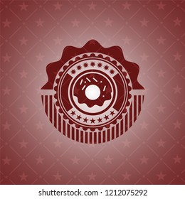 donut icon inside red emblem