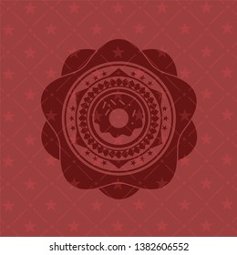 donut icon inside red emblem