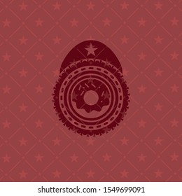 donut icon inside red emblem. Retro