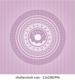donut icon inside retro pink emblem