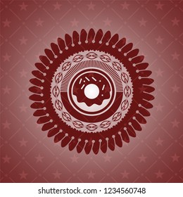 donut icon inside retro red emblem