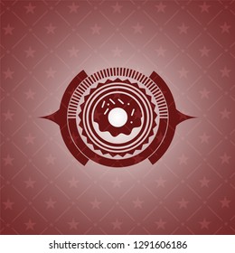donut icon inside retro red emblem