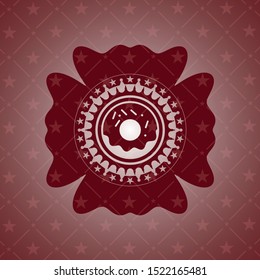 donut icon inside retro red emblem