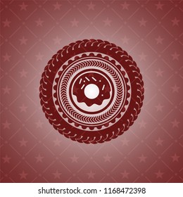 donut icon inside retro style red emblem