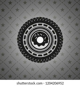 donut icon inside retro style black emblem
