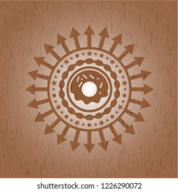 donut icon inside retro style wood emblem