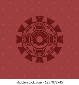 donut icon inside retro style red emblem