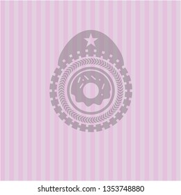 donut icon inside retro style pink emblem