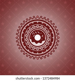 donut icon inside retro style red emblem