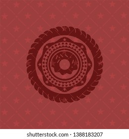 donut icon inside retro style red emblem