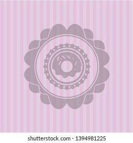 donut icon inside retro style pink emblem