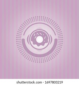 icono de donut dentro del emblema rosa estilo retro