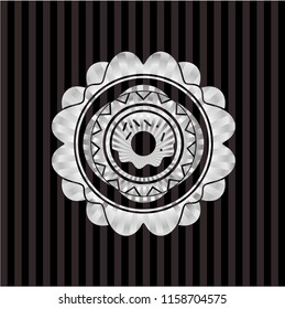 donut icon inside silver badge or emblem