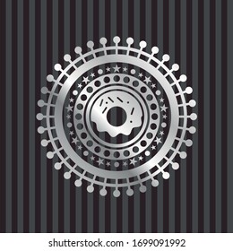 donut icon inside silver badge or emblem
