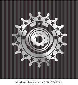 donut icon inside silver emblem or badge