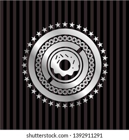 donut icon inside silver shiny badge