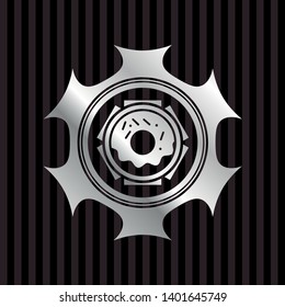 donut icon inside silver shiny badge