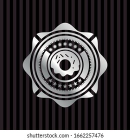 donut icon inside silver shiny badge