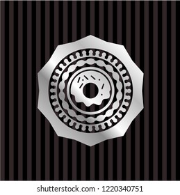 donut icon inside silvery badge or emblem